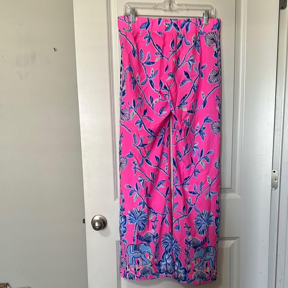 Lily Pulitzer Pink Isle Slathouse Jungle Bal Harbour Pants Wide Leg Palazzo - Picture 7 of 11